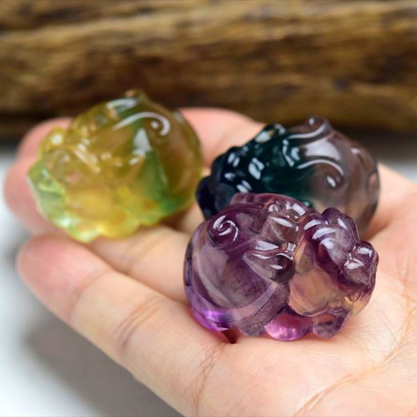 楽天市場】◇正財運◇ フローライト 蛍石 龍亀 ロングイ彫刻 置物 種類