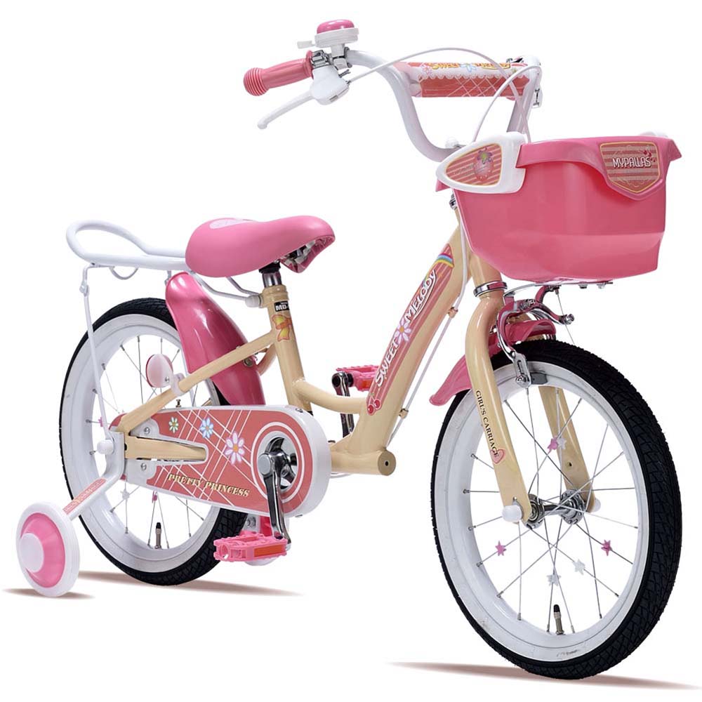 子供用自転車16 補助輪付 女の子用 MD-12 4色 ラベンダー/アプリコット