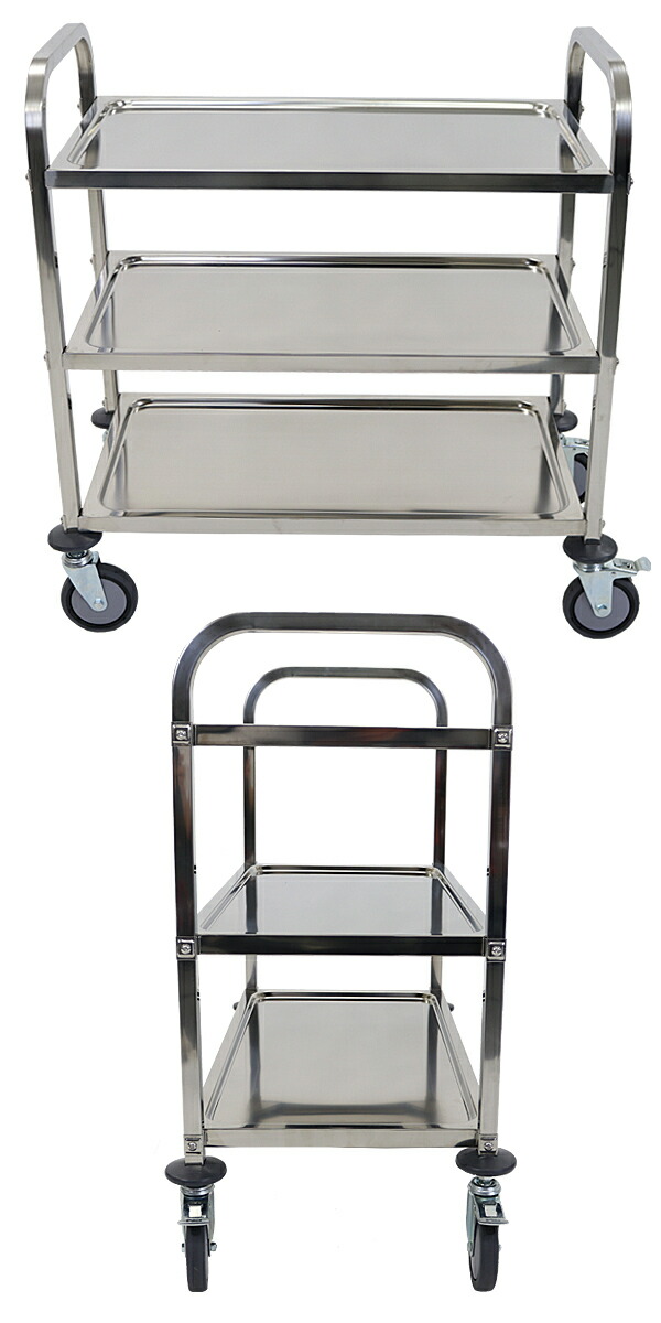 楽天市場】送料無料 ワゴン ステンレス サービスワゴン 3段 Mサイズ 防