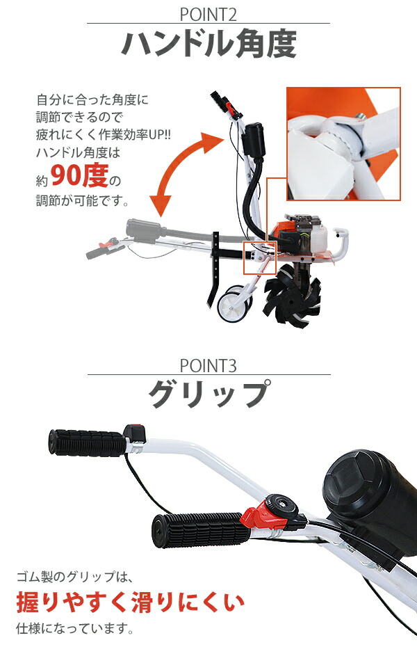 楽天市場】送料無料 耕運機 手押し式 エンジン式 排気量約63cc 耕幅約