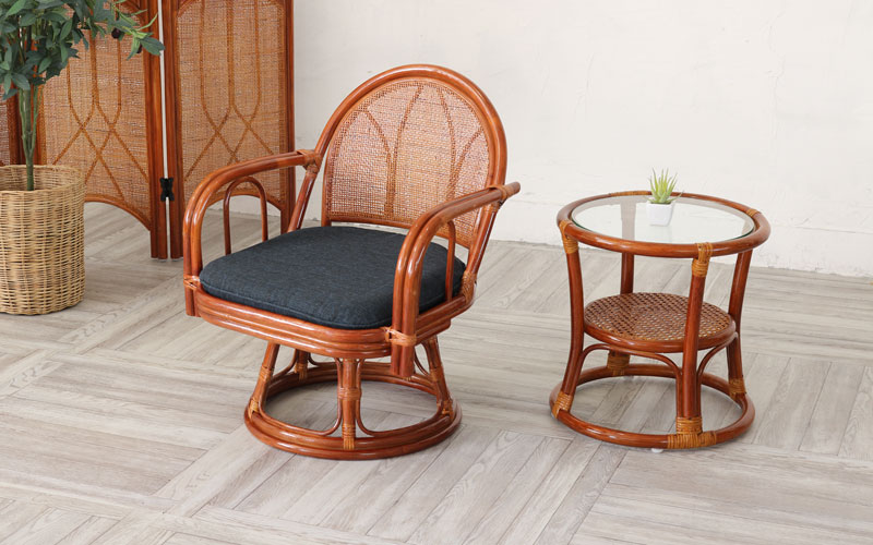 楽天市場】回転椅子 籐製 座面高33cm 回転座椅子 籐回転椅子 肘付き