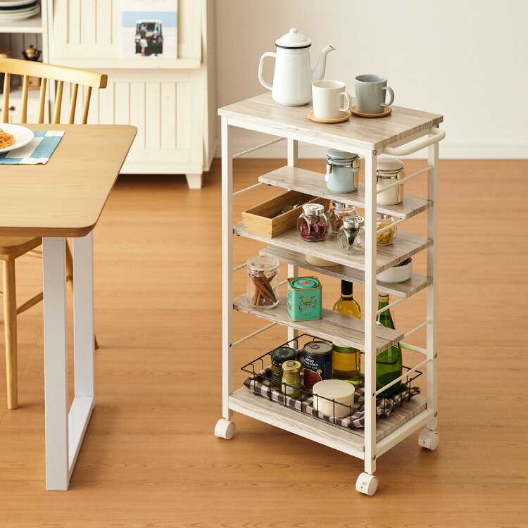 楽天市場】キッチンワゴン 棚位置自在 キャスター付き 高さ71cm 高さ
