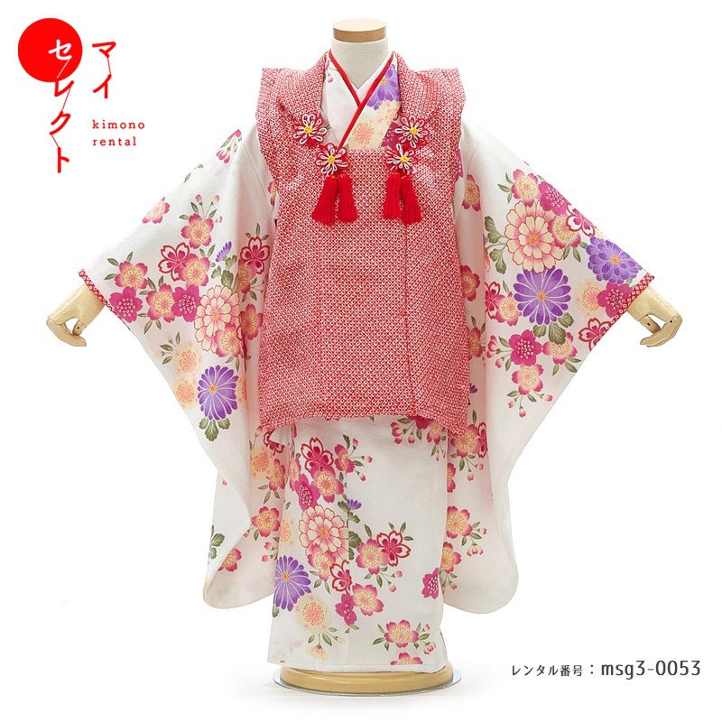 楽天市場】【レンタル】 身長85cm〜100cm 七五三 着物 3歳女の子 [被布