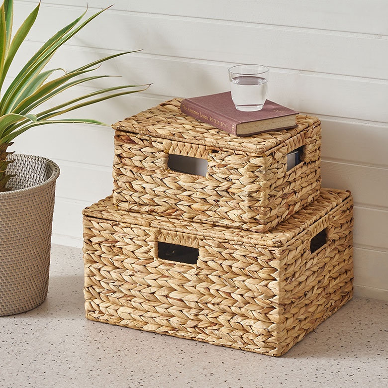 楽天市場】かご バスケット 蓋付き M L 2個セット 収納バスケット 収納