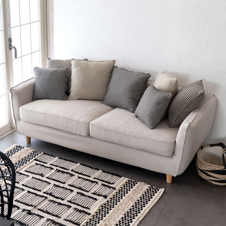 楽天市場】3人掛けソファー グレー クッション7個付き カバーリング