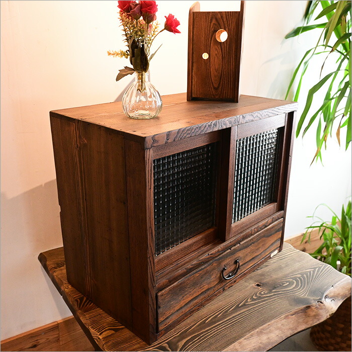 楽天市場】昭和初期 レトロガラスキャビネット 幅57cm アンティーク