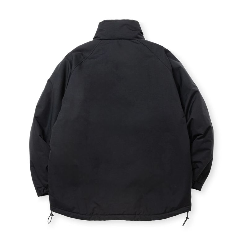 CALEE - TASLAN NYLON PADDED JACKET (BLACK) / スタンドカラー パ