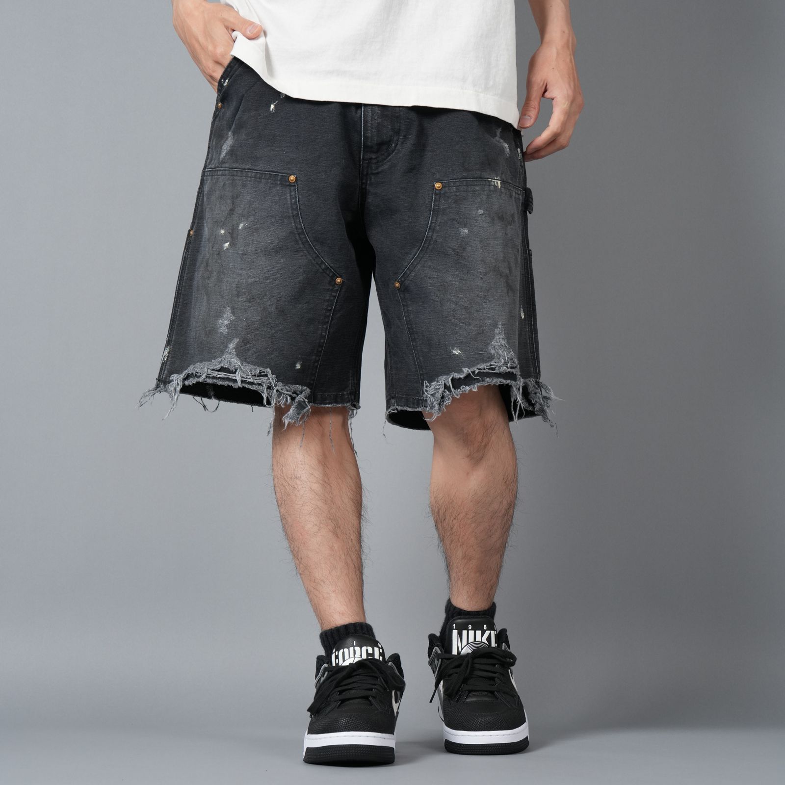 SAINT M×××××× - SM-HR8-0000-071 / DOUBLE KNEE SHORTS / BLACK