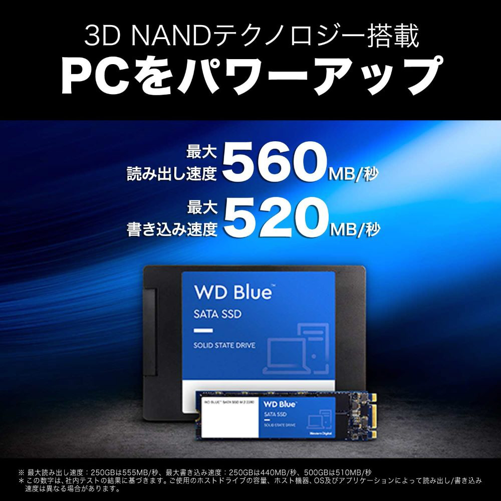内蔵SSD SATA接続 WD Blue SA510 WDS500G3B0A ［500GB /2.5インチ