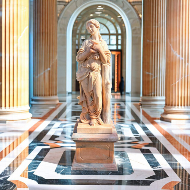 天然大理石彫刻 ぬくもりのヴィーナス（冬） ピンク大理石｜希少ピンク