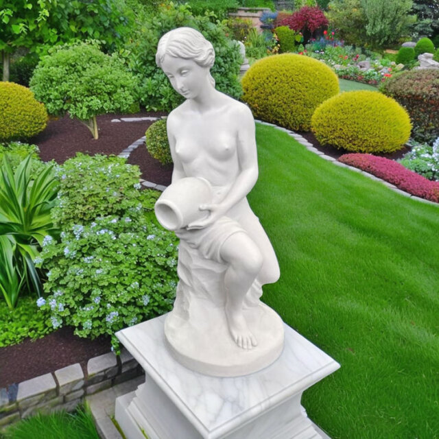 イタリア製 コスモラックス 水瓶を持つ女性 石像 大理石彫塑