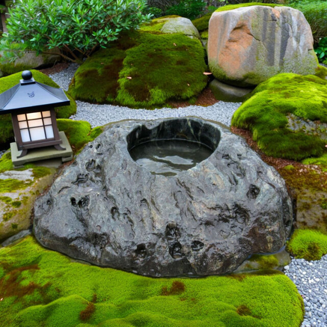 天然石 蹲(つくばい) 064 手水鉢【商品番号：m-ni064】