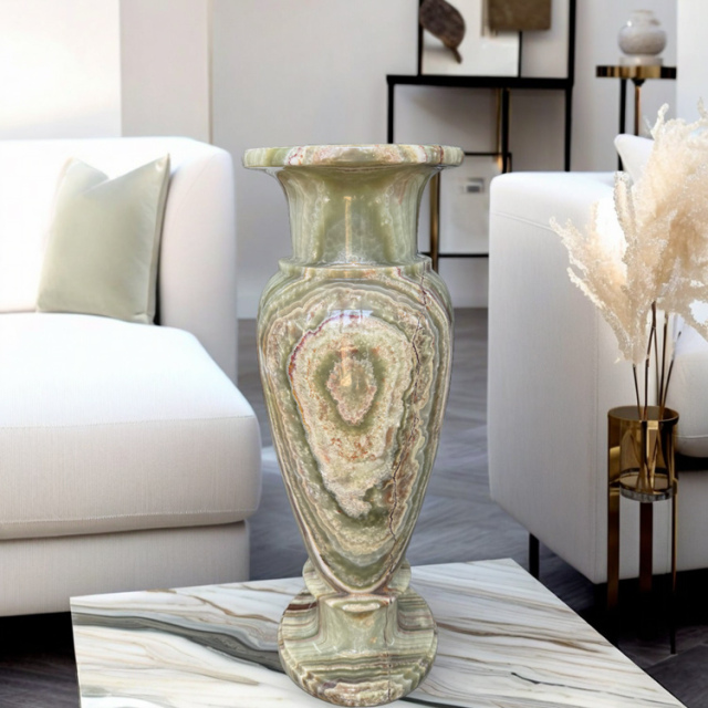 天然オニックス（オニキス） 花瓶B｜高級天然石オブジェ・大型飾り壺