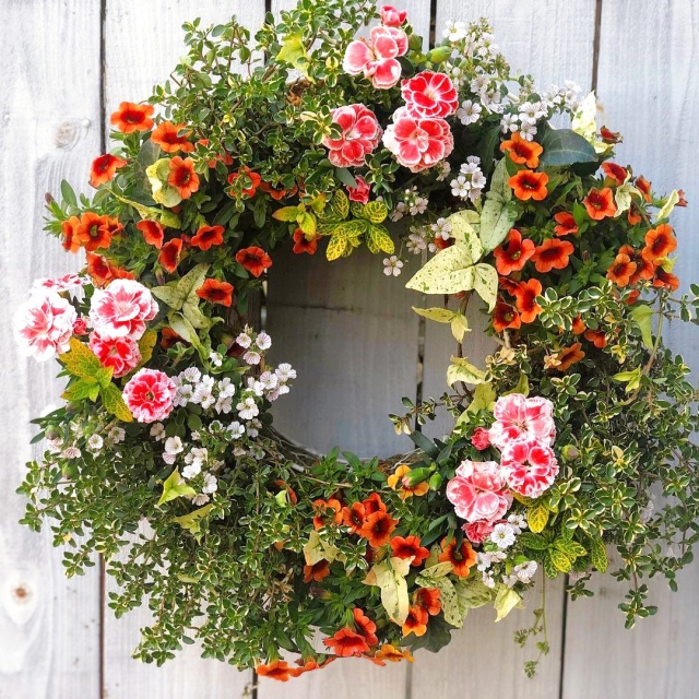 季節のおまかせ ハンギングリース寄せ植え