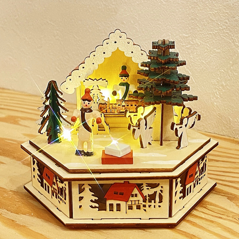 クリスマス置物 ウッドハウスライトスタンド