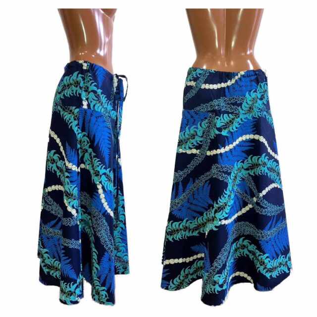 ハワイアン ワンピース スリーウェイ 3way ブルー シダ レイ柄