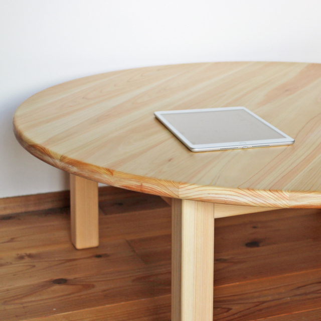 丸 ローテーブル 円卓 100 四本脚 シンプル 木製 無垢 ちゃぶ台 丸座卓