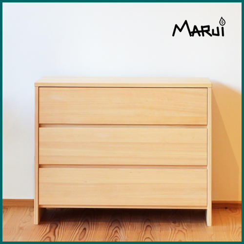 チェスト 3段 引出し収納 木製 ヒノキ 無垢 リビングチェスト