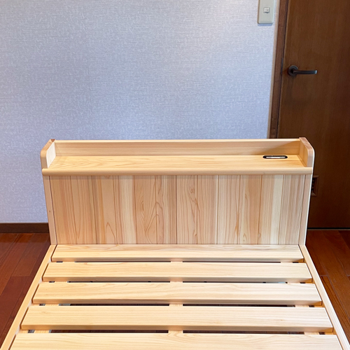 宮付シングルベッド ヒノキ無垢 スノコベッド