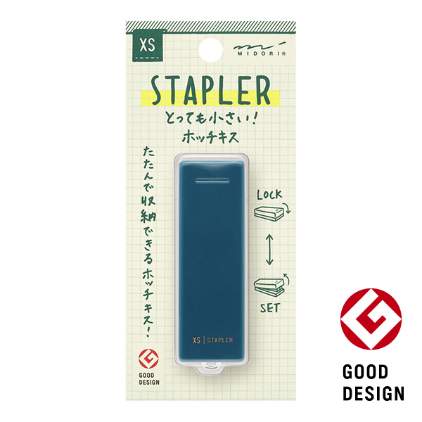 XS コンパクトホッチキス 紺A（35525006）｜ミドリオンラインストア