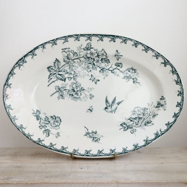 アンティークプレート オーバル皿 AUBEPINE フランス サンタマン製