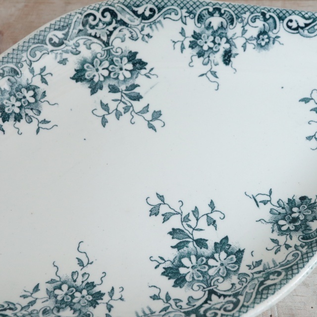 アンティーク ラヴィエ オーバル皿 フランス サンタマン製 SAINT AMAND