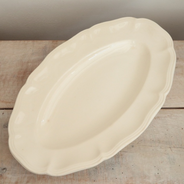 アンティーク ラヴィエ 花リム オーバル皿 フランス サルグミンヌ製