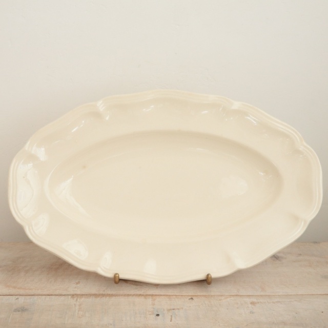 アンティーク ラヴィエ 花リム オーバル皿 フランス サルグミンヌ製
