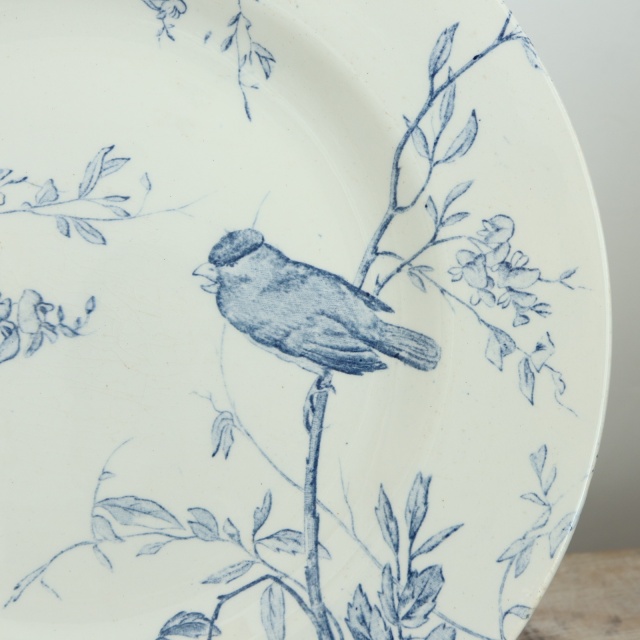 アンティークプレート 小鳥皿 フランス リュネヴィル製 KG Luneville
