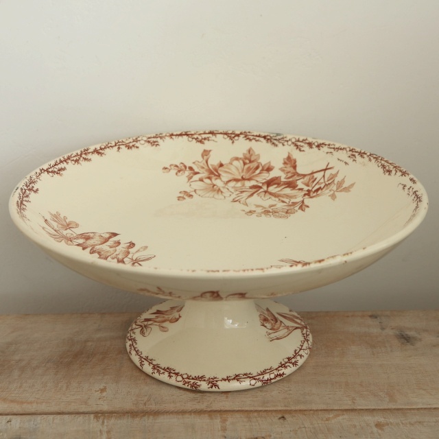 アンティーク コンポティエ 小鳥 SYLVA フランス クレイユモントロー製