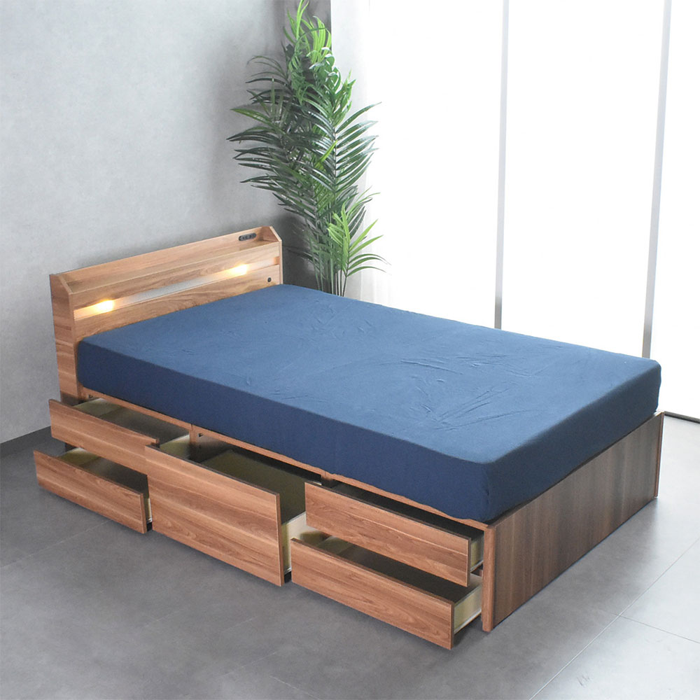 ベッド セミダブルベッド 収納付き マットレス 無し マット 無し 宮