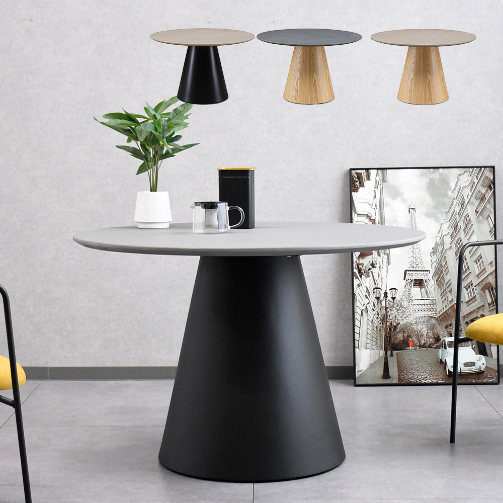 モルタル塗装110cm幅の円形ダイニングテーブル 丸 mobler