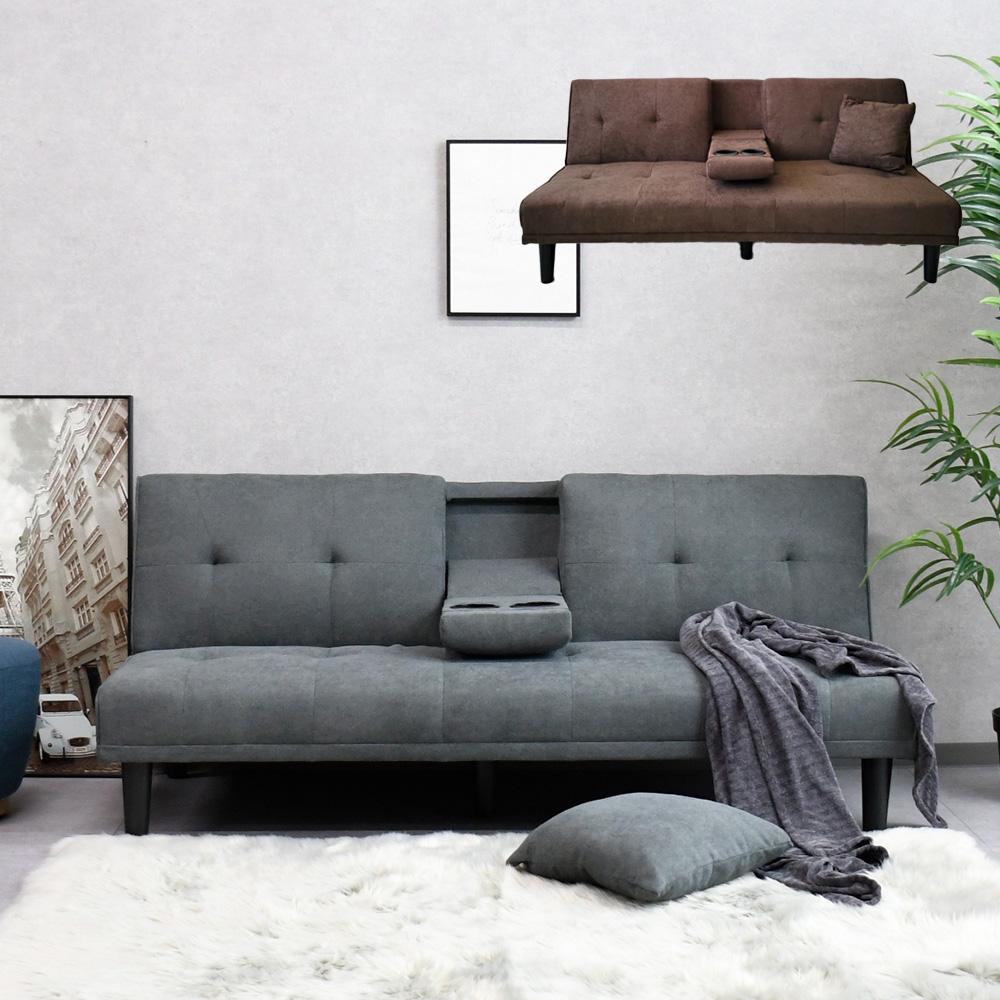 テーブル付きのおしゃれなソファーベッド 脚付き 3人掛け コンパクト