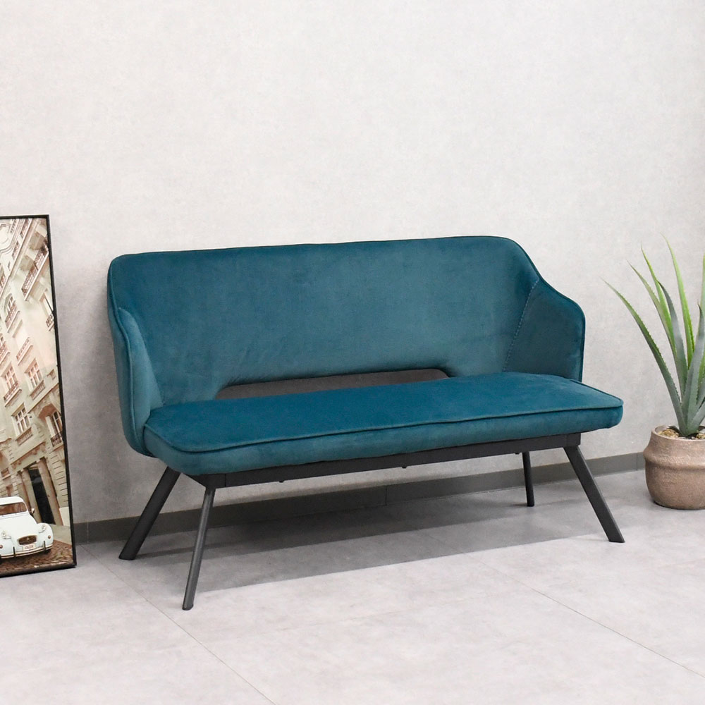 新品アウトレット】ベロア生地調2人掛けダイニングベンチ FI25E mobler