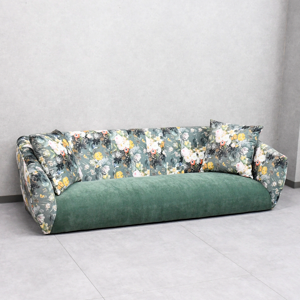 3人掛けソファ ボタニカルソファ 花柄 おしゃれ 3人用 ローバック