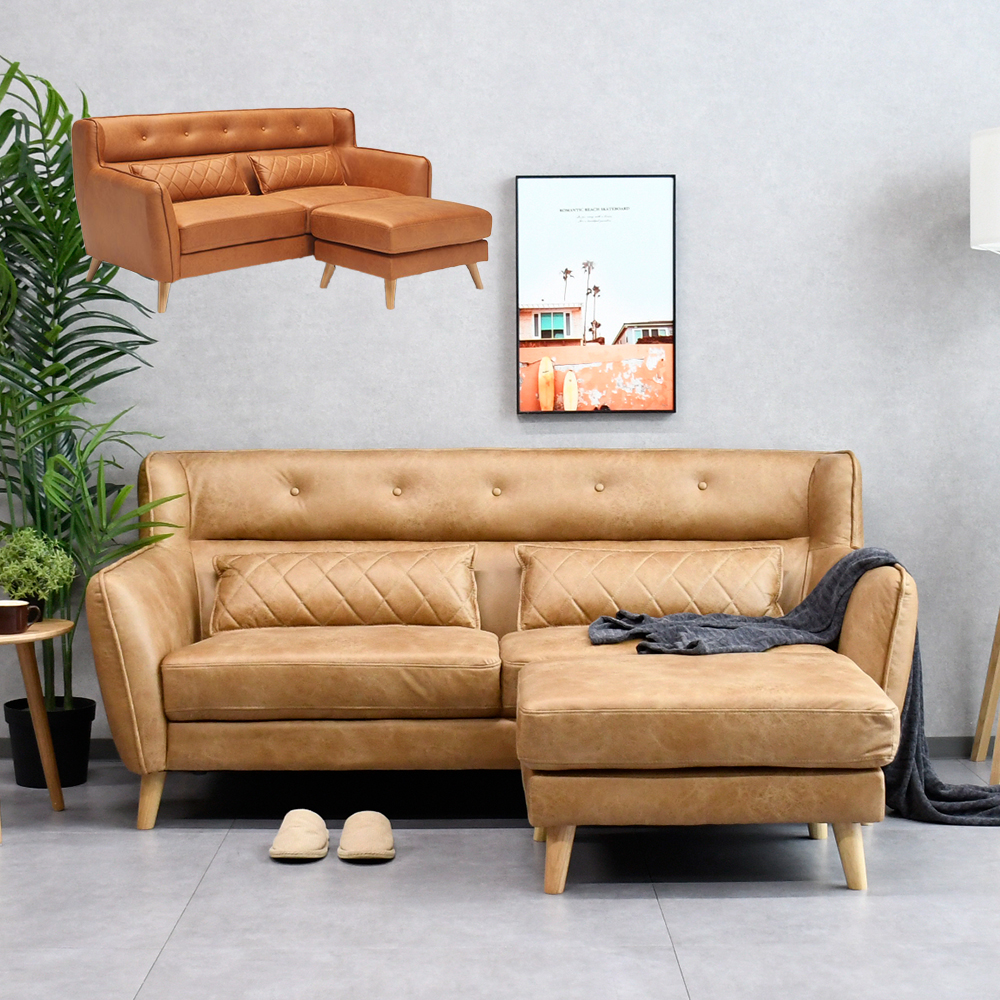 レザーファブリック 布製 3人掛け 革 皮 3人用 カウチソファ L字ソファ