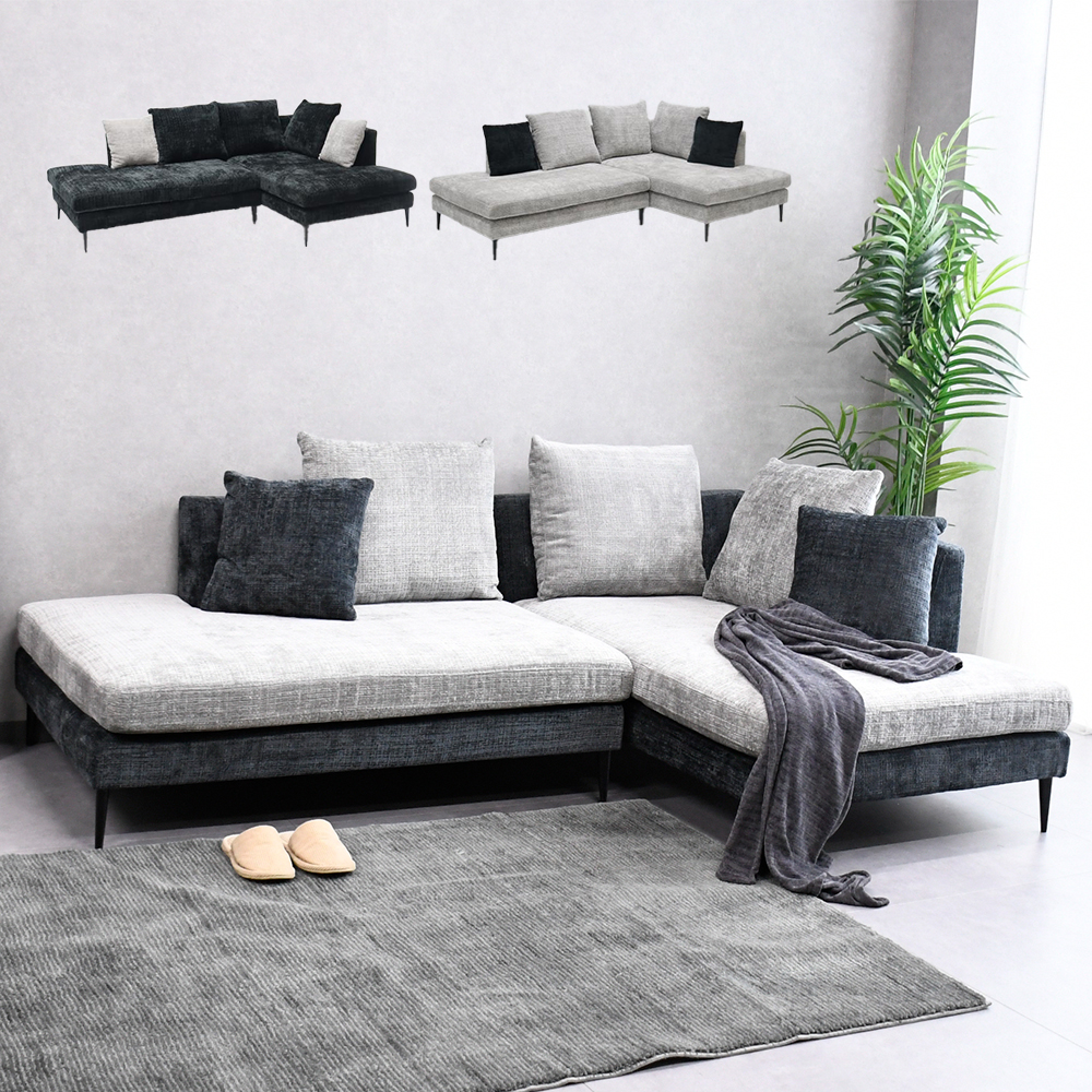 カウチソファ L字ソファ へたりにくいソファ 3人掛け ファブリック