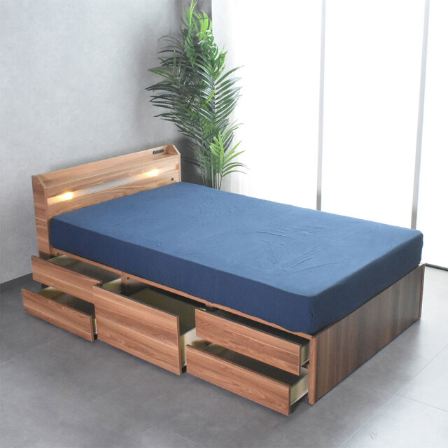 ベッド セミダブルベッド 収納付き マットレス 無し マット 無し 宮