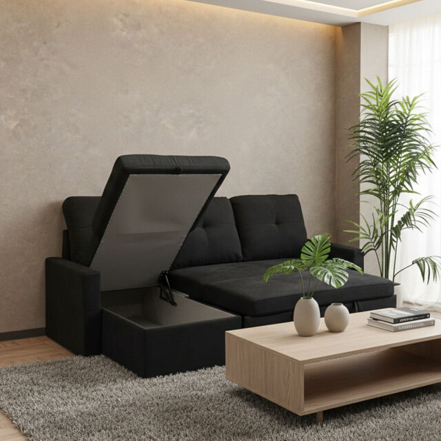 ソファーベッド ブラック ファブリック ソファ 新品 大特価 ベッド