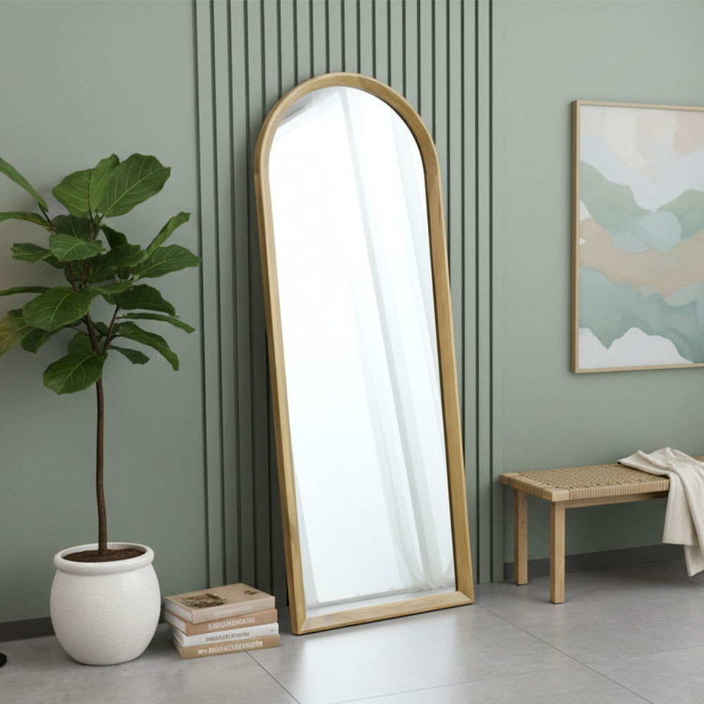鏡 全身 北欧 大型 160cm 60cm オーク 無垢 鏡 壁掛け スタンド 姿見鏡