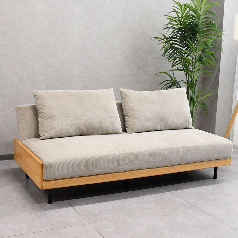 北欧デザイン木製コーデュロイソファーベッド 3人掛け 3人用 ソファ mobler