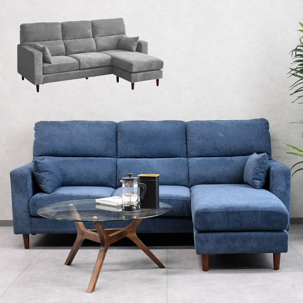 撥水生地3人掛けL字カウチソファ mobler