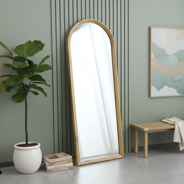 鏡 全身 北欧 大型 160cm 60cm オーク 無垢 鏡 壁掛け スタンド 姿見鏡