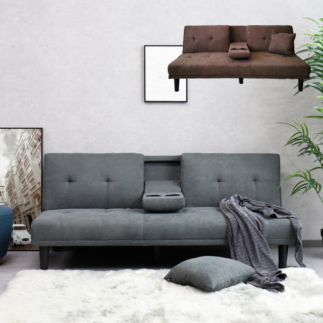 テーブル付きのおしゃれなソファーベッド 脚付き 3人掛け コンパクト