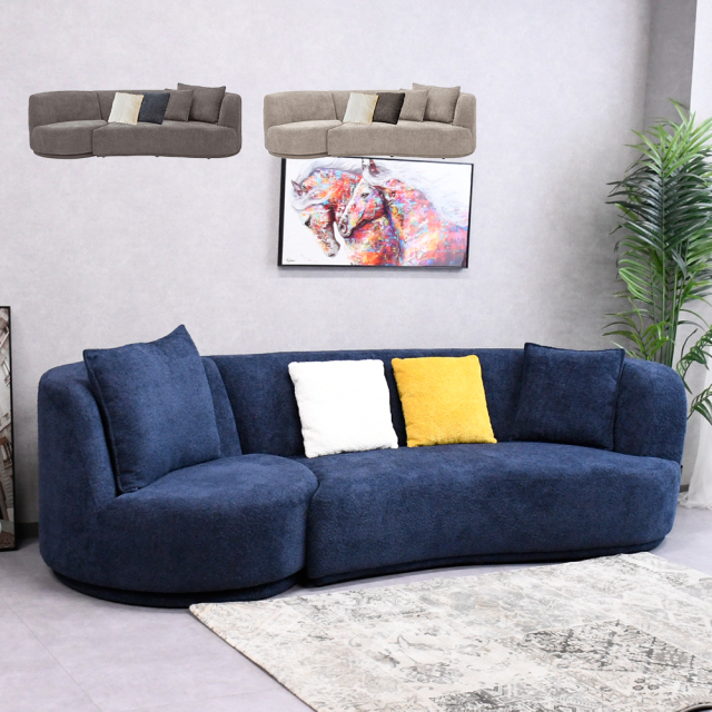 ソファ 3人掛け 回転付き タオル生地 ブークレ 北欧 おしゃれ 高級