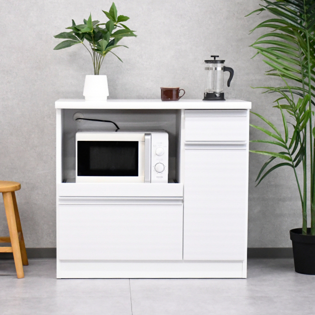 キッチンカウンター 90 完成品 幅90 90cm 鏡面 国産 間仕切り 収納