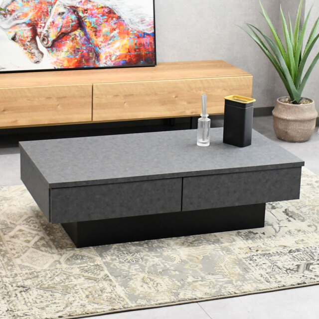 モルタルデザイン収納付き105cm幅センターテーブル mobler