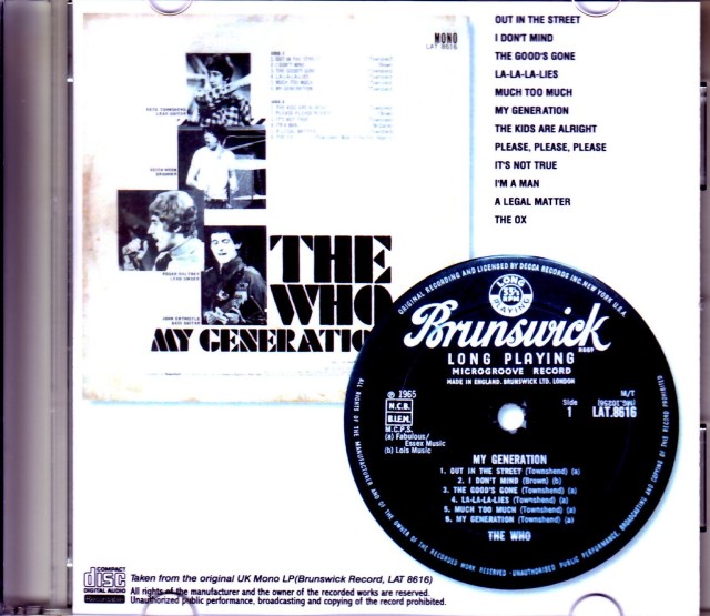 Who,The ザ・フー/My Generation Original UK LP Ver.