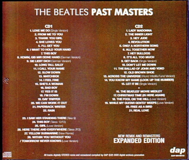 Beatles ビートルズ/Past Masters New Remix and Remasters