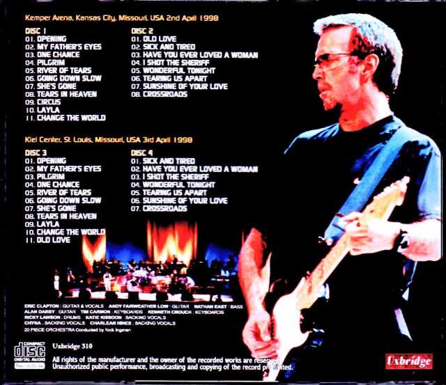 Eric Clapton エリック・クラプトン/MO,USA 1998 2Days Complete